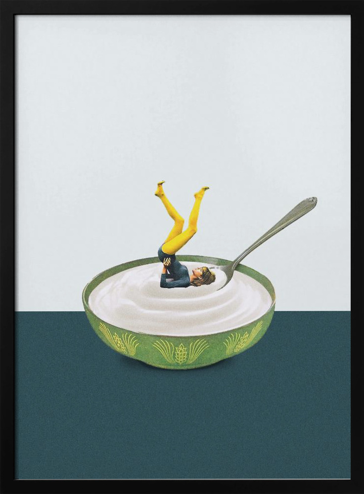 Poster - Yoga in my yogurt posterframe van donker hout