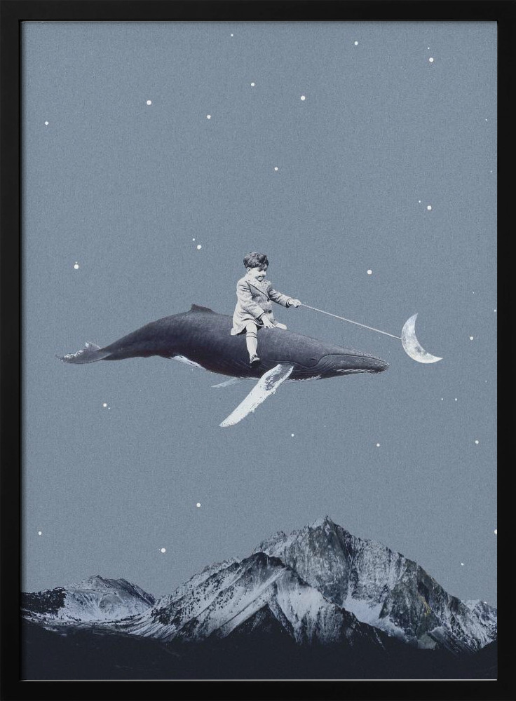 Poster - Aim for the moon dark wood poster frame