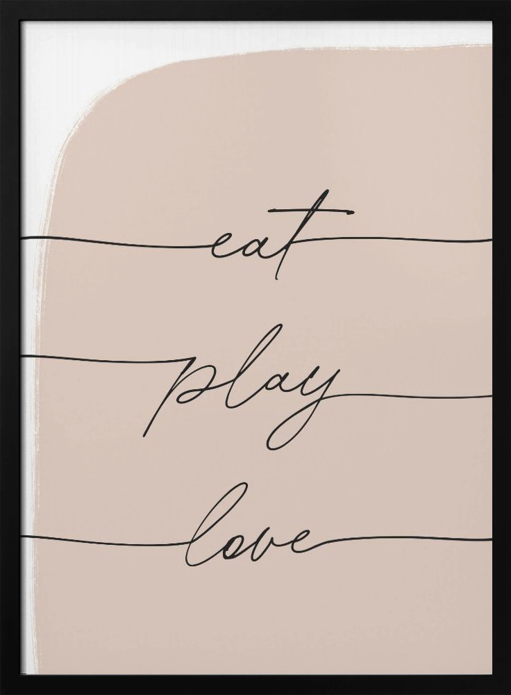 Plakat - Eat Play Love ramka na plakat z ciemnego drewna