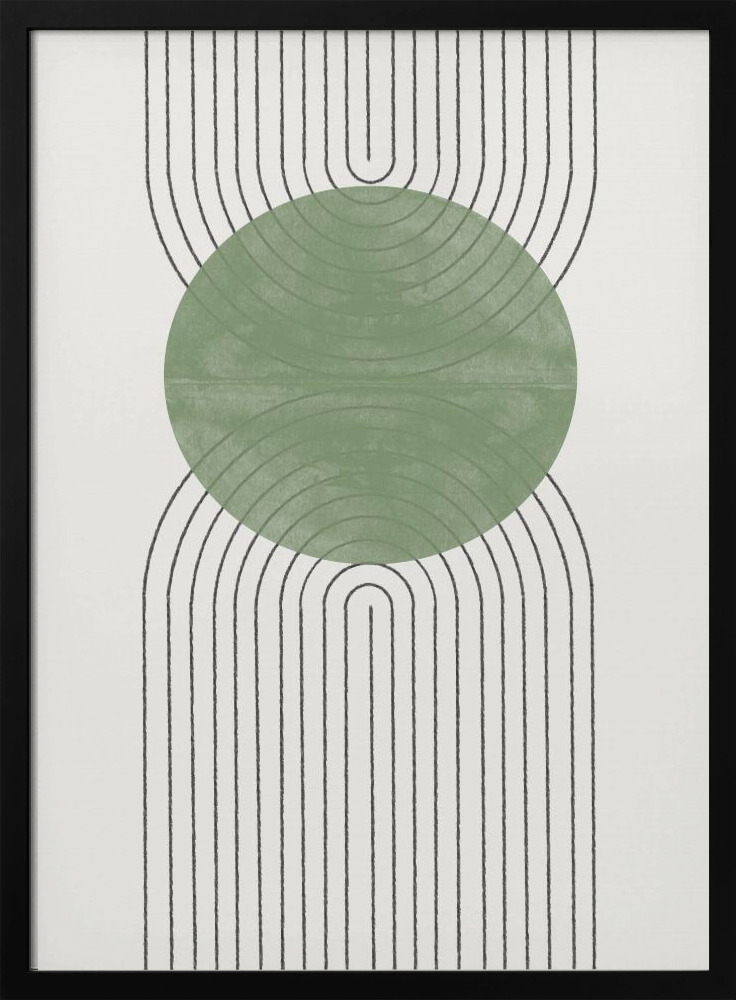 Poster - Green Moon No2. dark wood poster frame