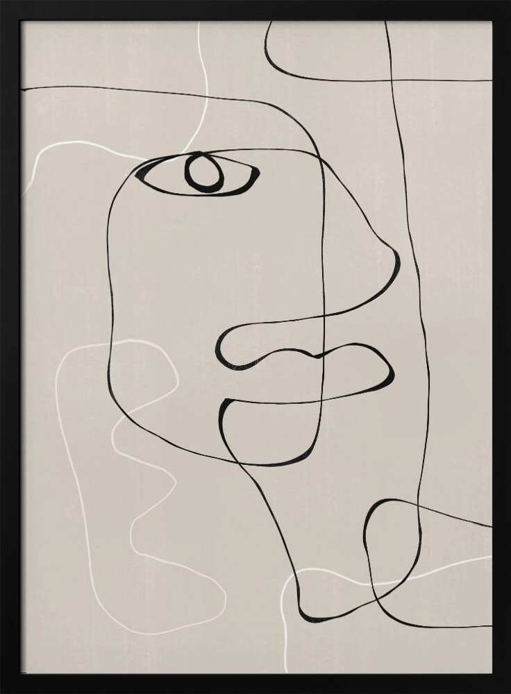 Poster Abstract Face No1. - Affisch dark wood poster frame