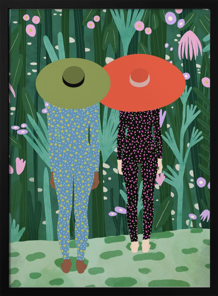 Póster - Jungle Pijamas dark wood poster frame