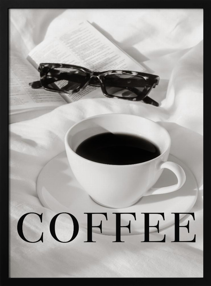 Poster - Coffee in Bed dark wood poster frame