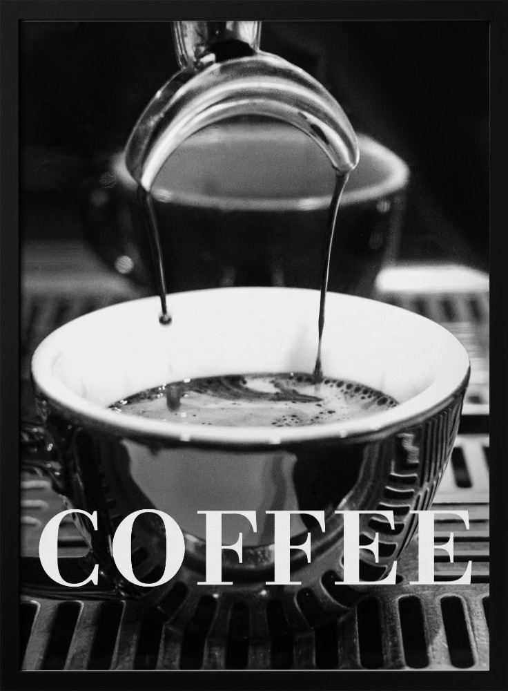 Affiche - Coffee Text 2 cadre de poster en bois foncé