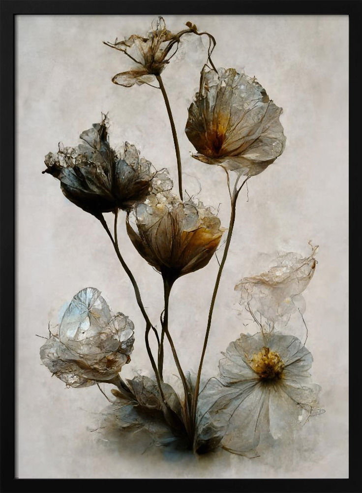 Poster - Crystal Flowers dark wood poster frame