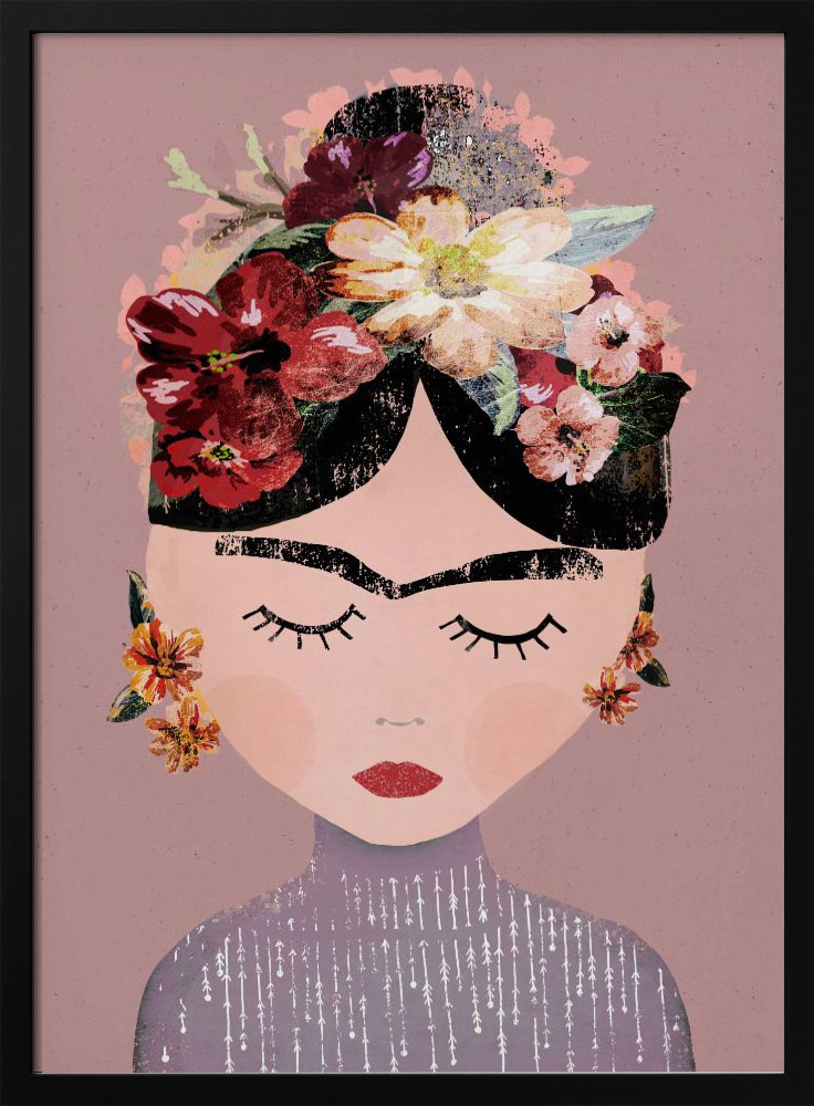 Poster - Frida (Pastel Version) dark wood poster frame