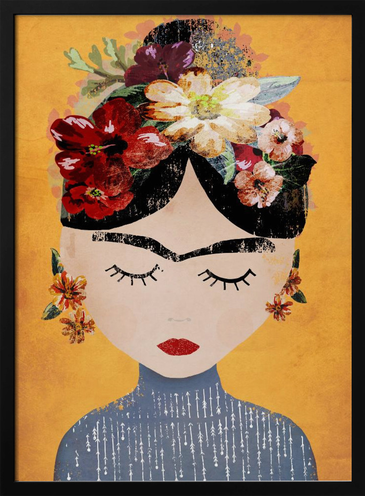 Poster - Frida (Yellow Version) dark wood poster frame