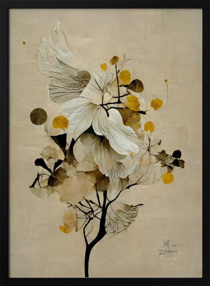 Poster - Golden Seed posterframe van donker hout