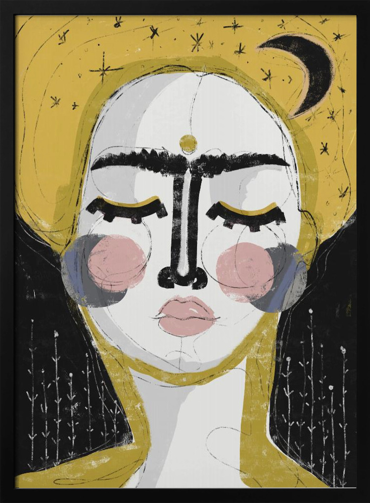 Poster - The Goddess Of The Night dark wood poster frame
