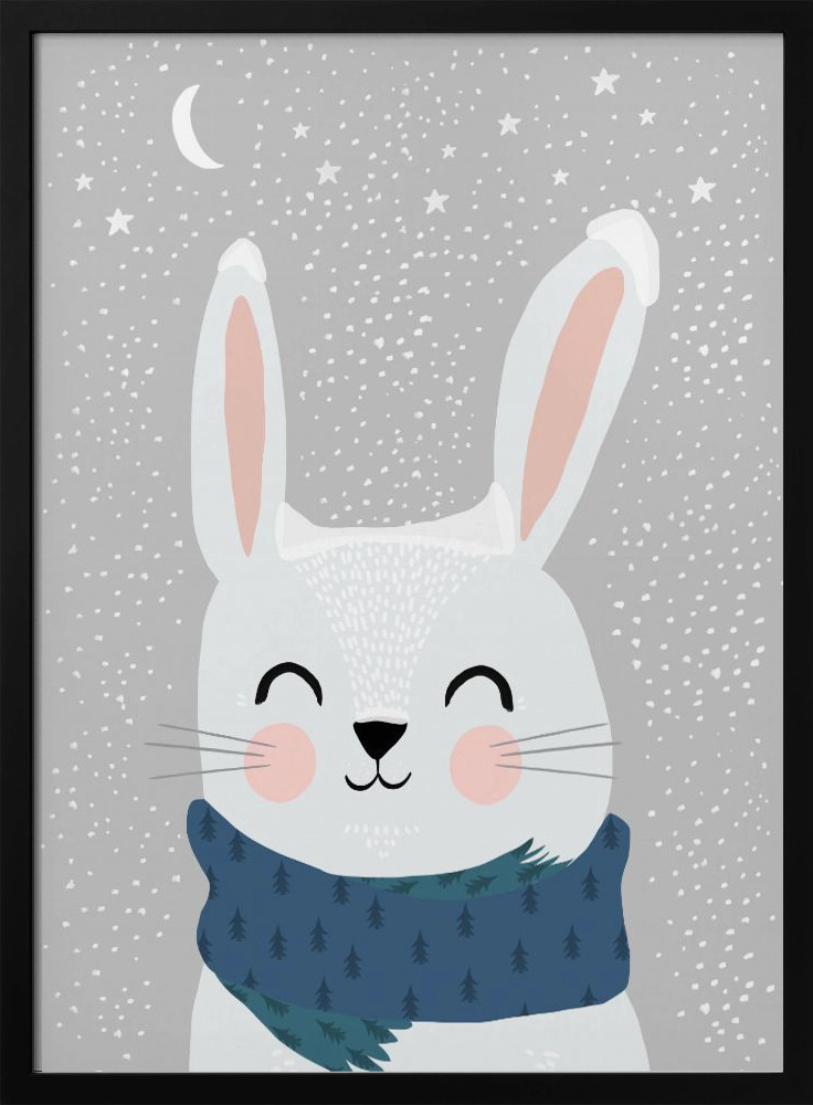 Poster - Snow Bunny dark wood poster frame