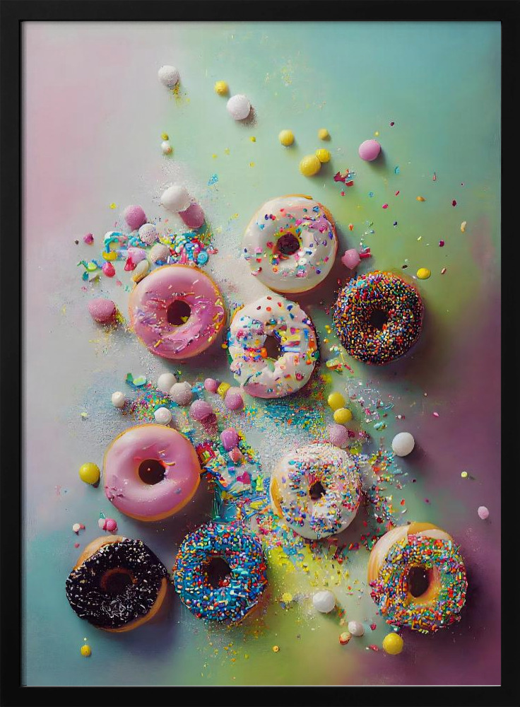 Poster - Delicious Donuts dark wood poster frame