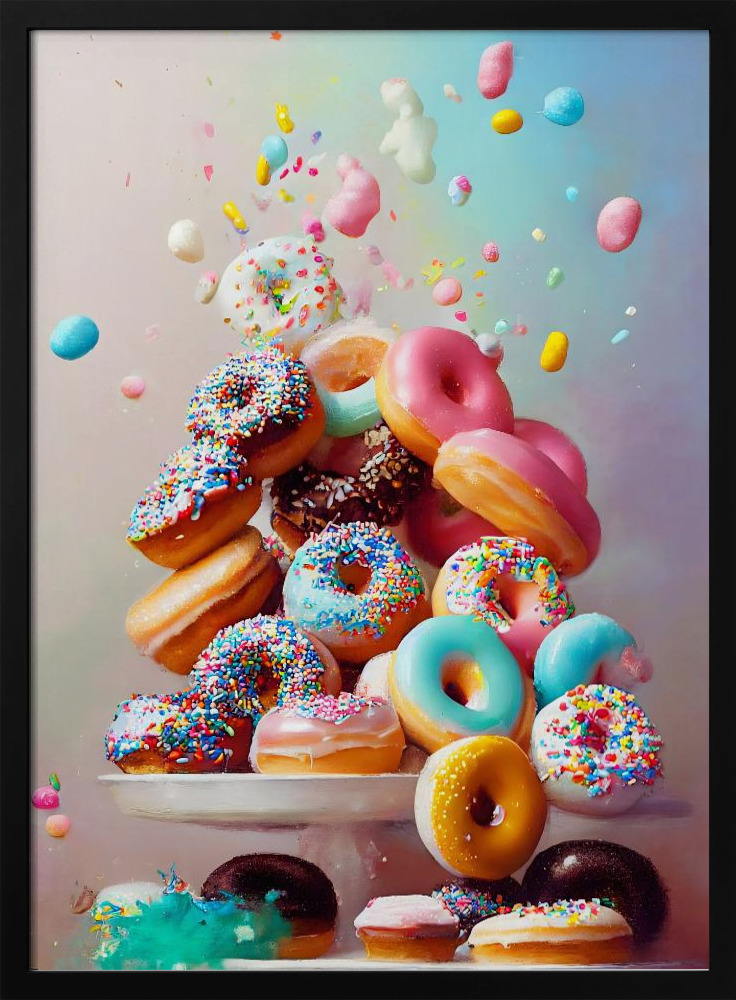 Poster - Donuts! dark wood poster frame