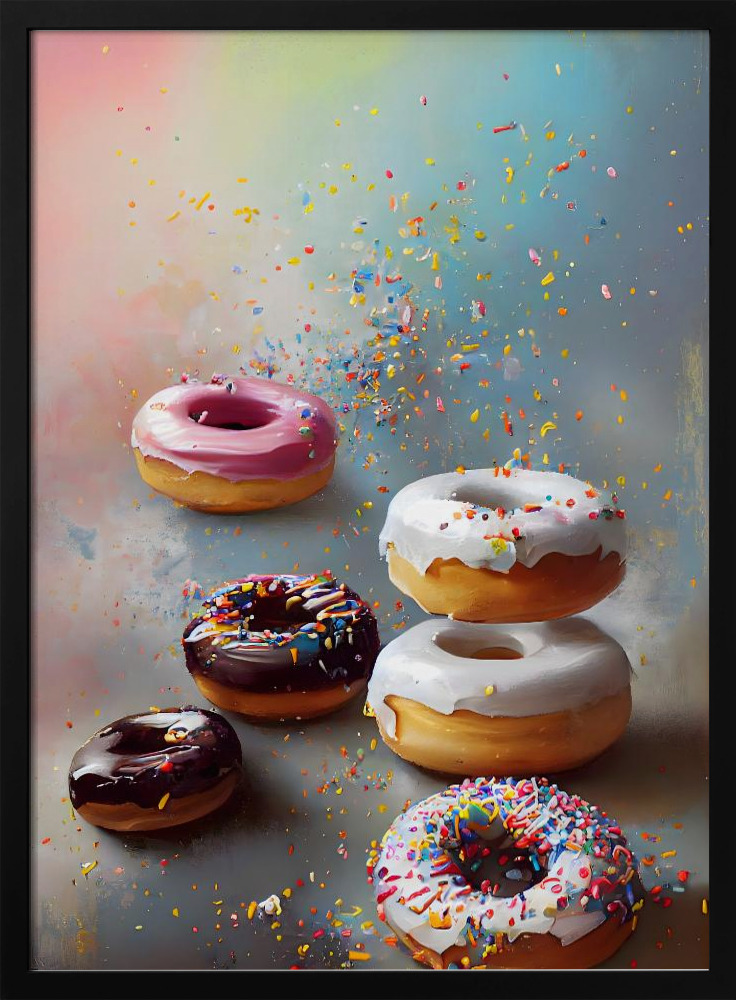 Poster - Yummy Donuts dark wood poster frame