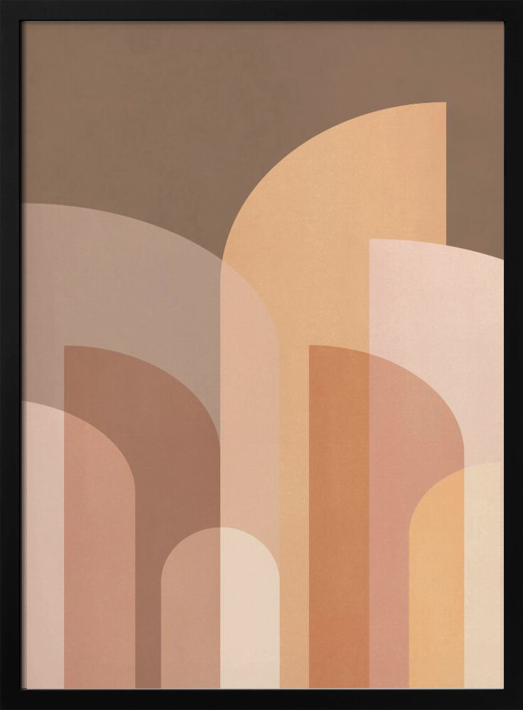 Poster - Retro Geometric II posterframe van donker hout