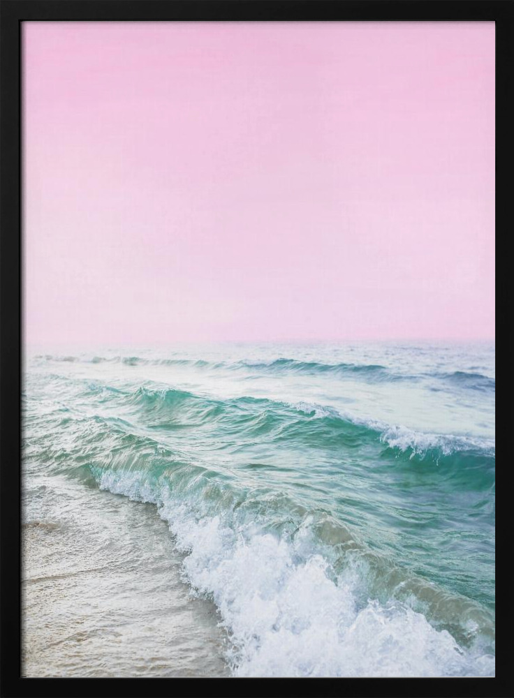 Affiche - Pink Sky Beach cadre de poster en bois foncé