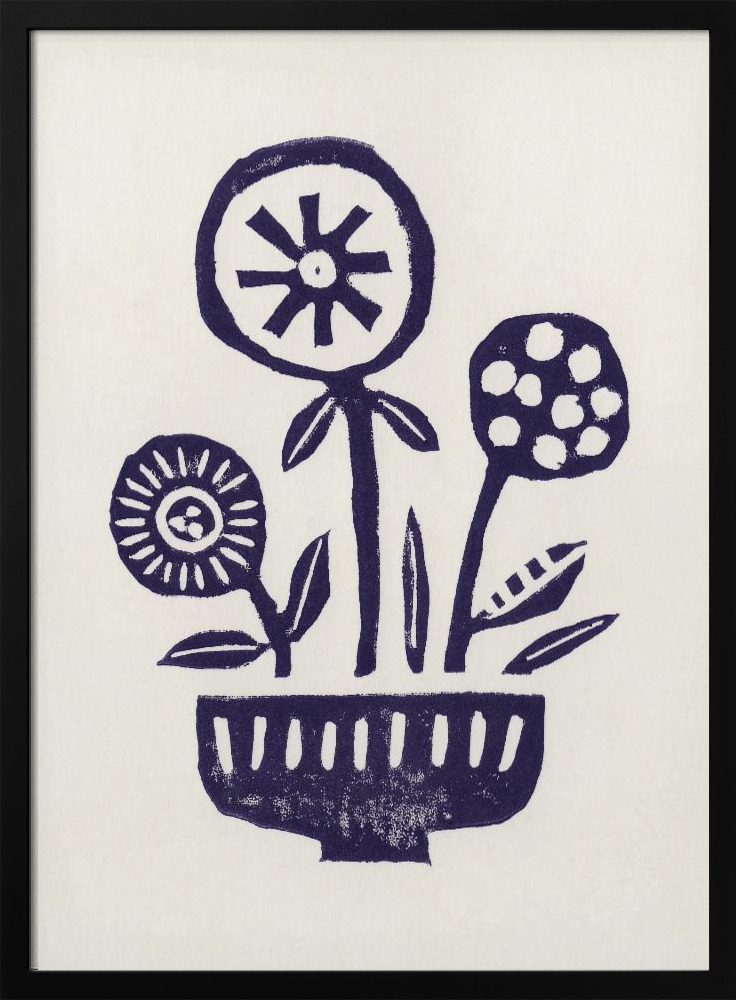 Poster Native Flowers - Affisch posterram i mörkt trä