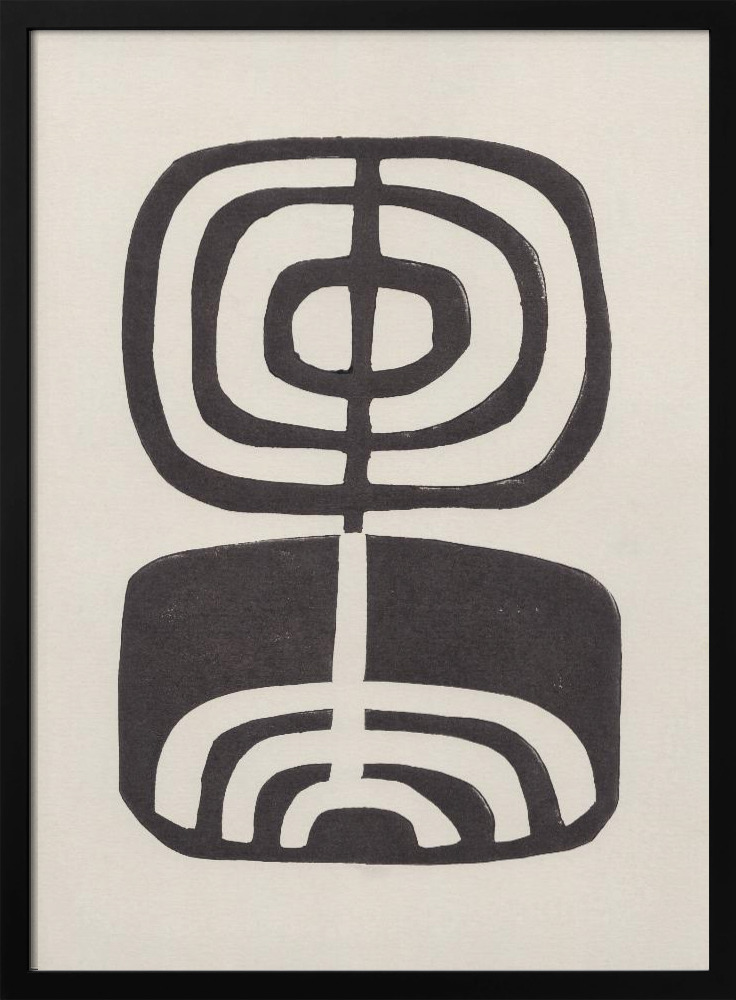 Poster - Modern Plant / Lino Print dark wood poster frame