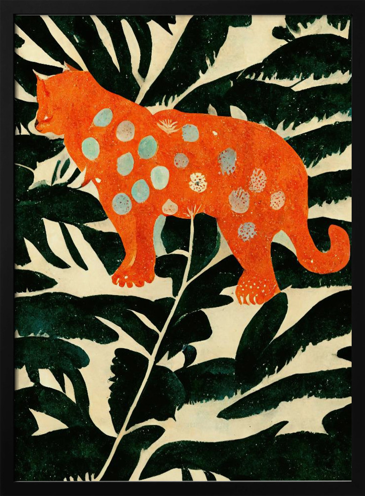 Poster - Tiger In The Jungle posterrahmen aus dunklem Holz