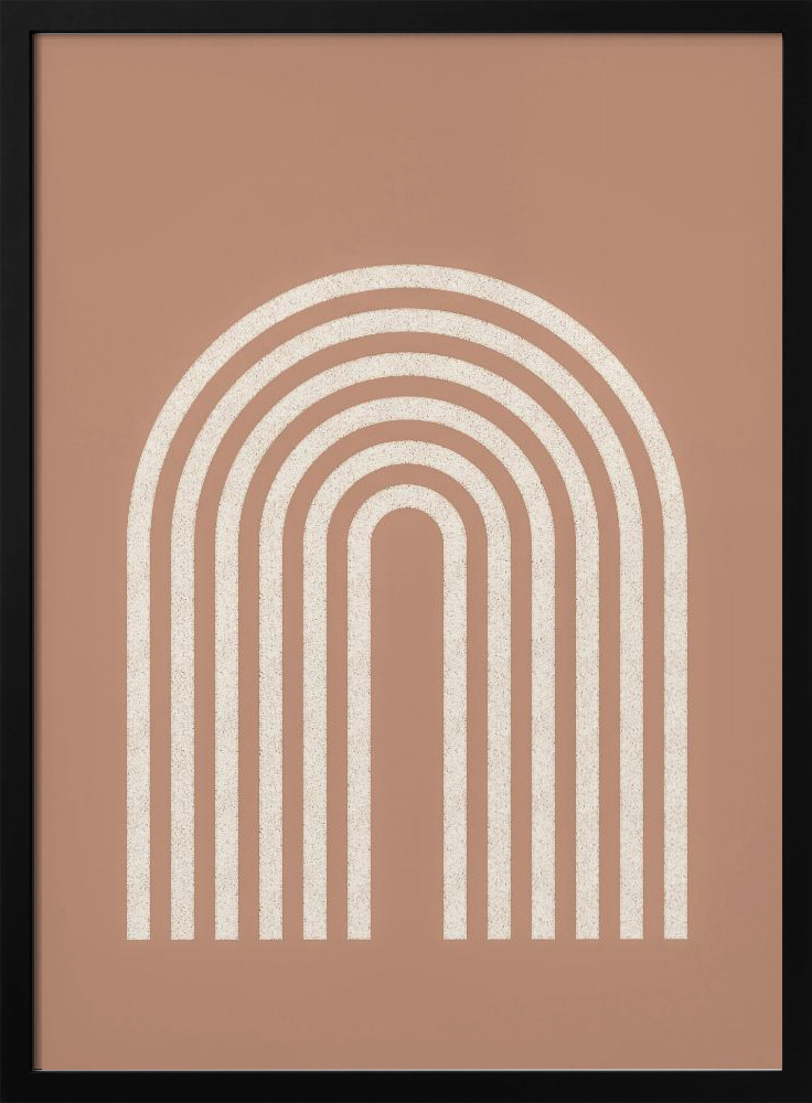 Poster - Rainbow lines dark wood poster frame