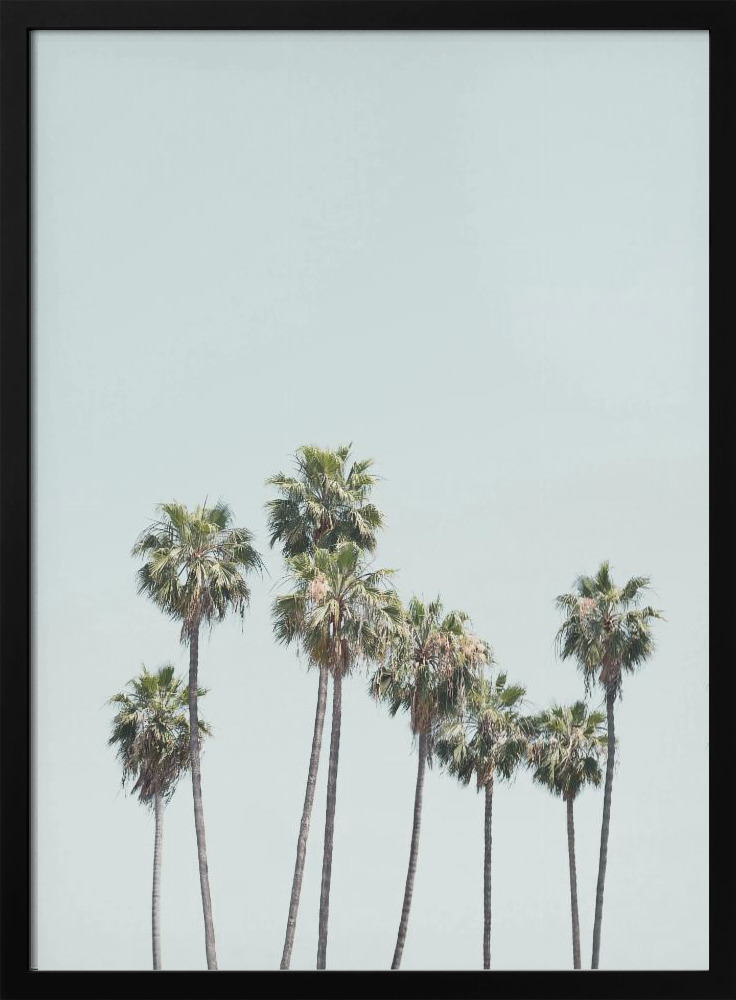Affiche - Blue Palm Trees cadre de poster en bois foncé