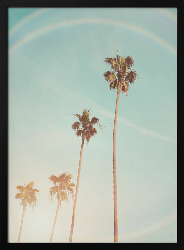 Affiche - Sunny Cali Palm Tree cadre de poster en bois foncé