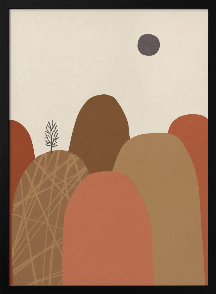 Poster - Mountains #1 posterframe van donker hout