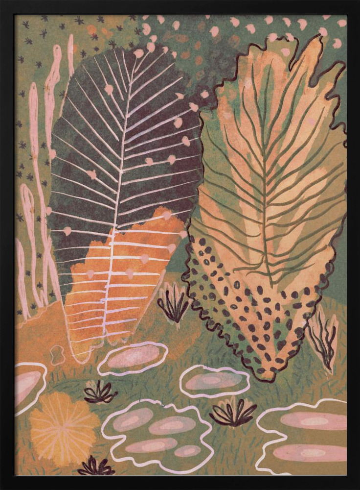 Poster Magic Forest - Affisch posterram i mörkt trä