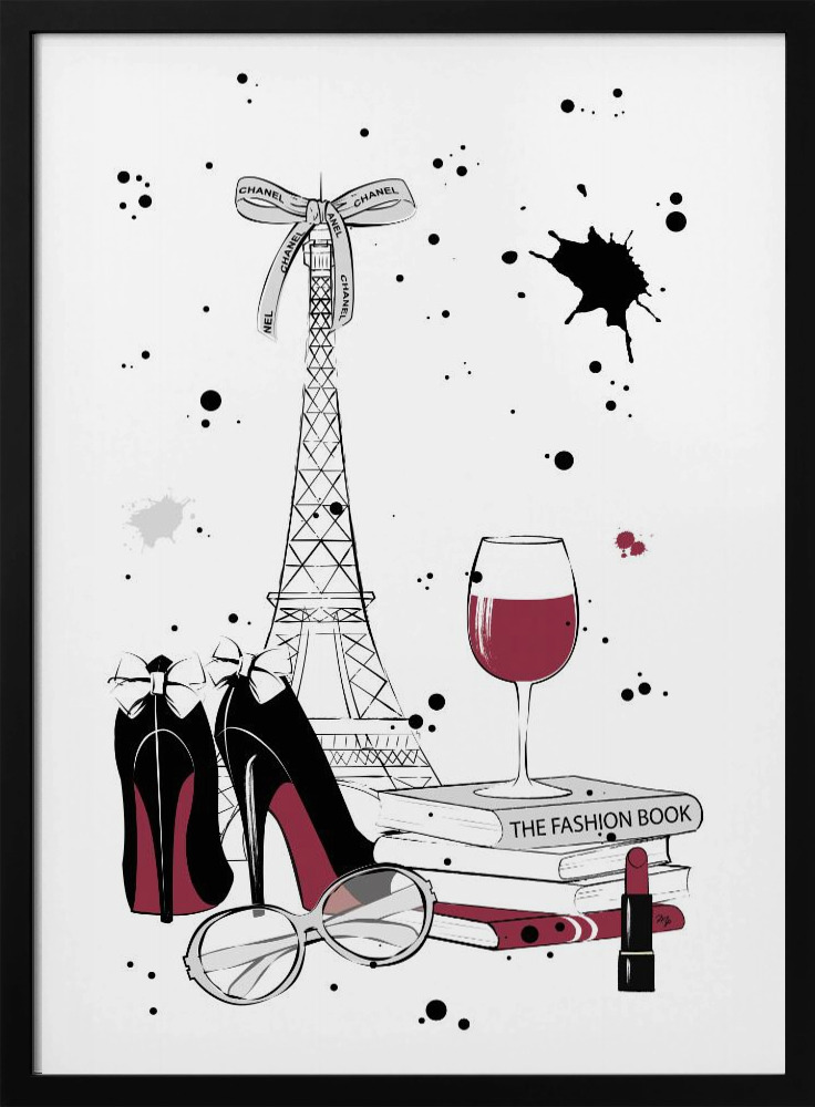 Poster - Living in Paris posterframe van donker hout
