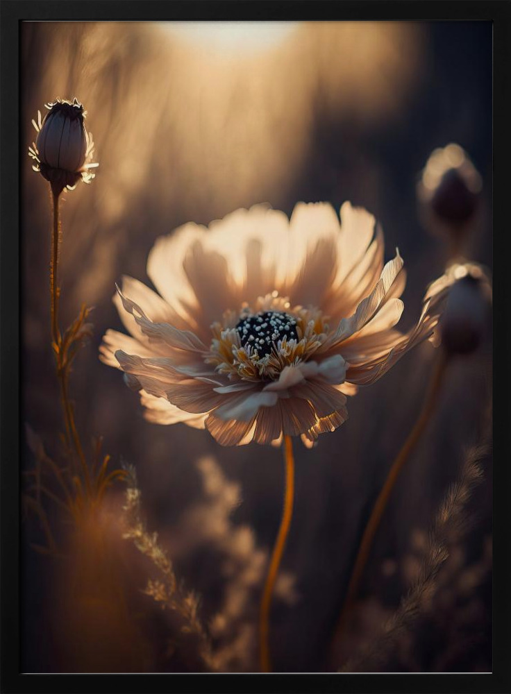 Poster - Flower in Morning Sun dark wood poster frame