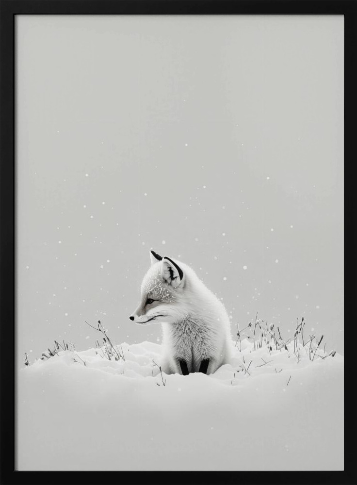 Poster - Snow Fox dark wood poster frame