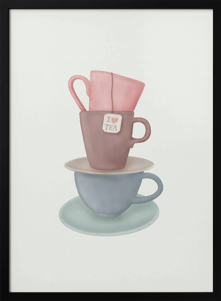 Poster - I Love TEA dark wood poster frame