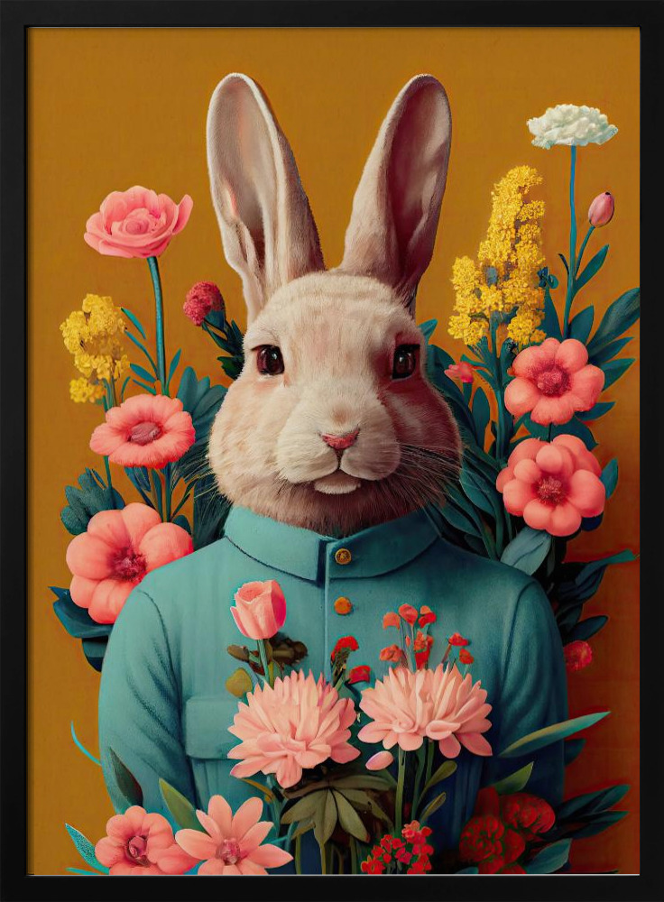 Poster - Mr Easter Bunny dark wood poster frame