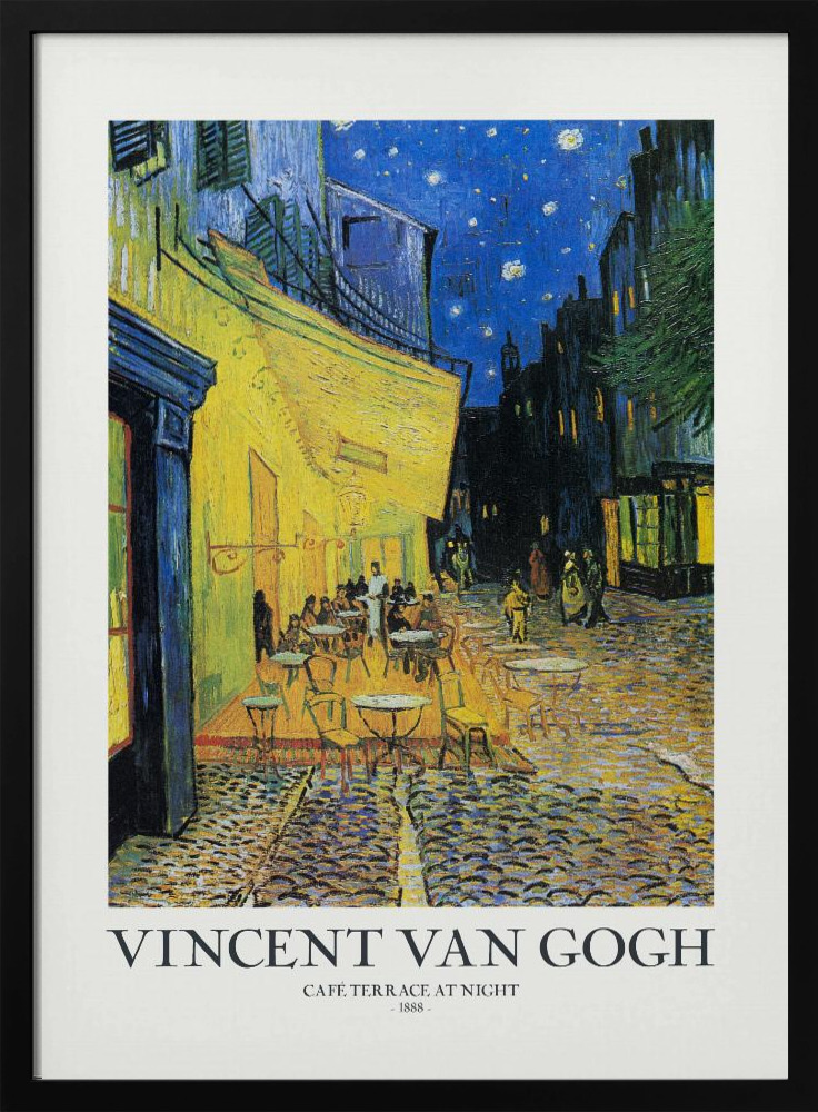 Plakat - Café Terrace At Night dark wood poster frame
