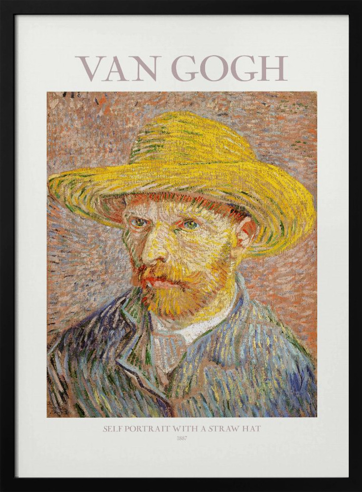 Plakat - Self Portrait With Straw Hat dark wood poster frame