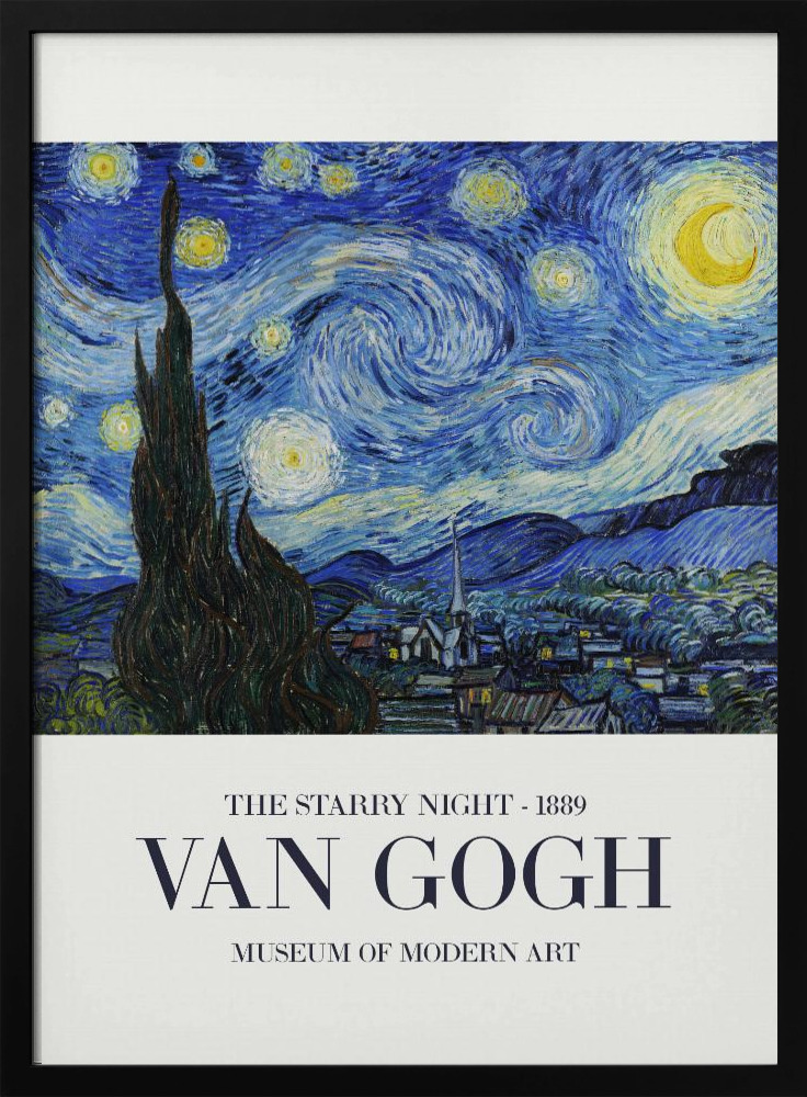 Poster - The Starry Night dark wood poster frame