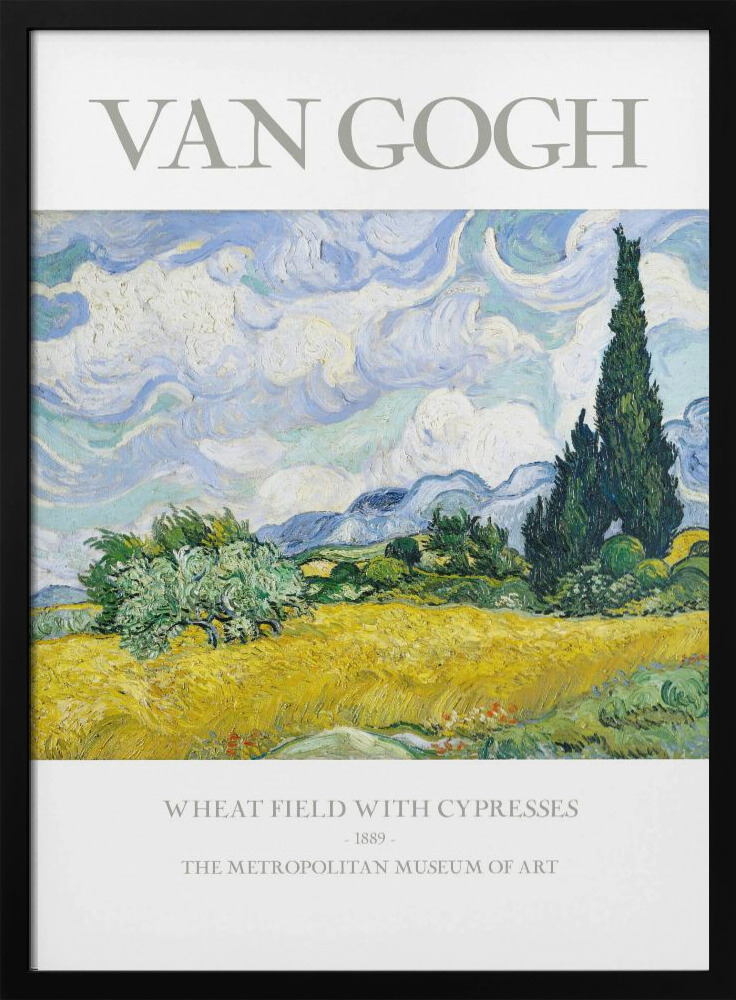 Poster - Wheat Field With Cypresses dark wood poster frame