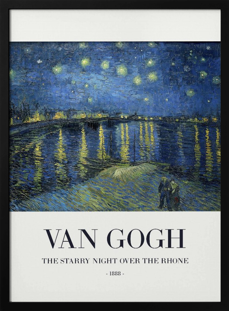Plakat - The Starry Night Over The Rhone dark wood poster frame