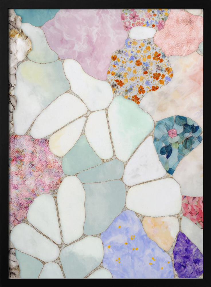 Poster - Floral Mosaic dark wood poster frame