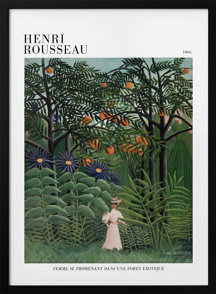 Póster - Femme Se Promenant Dans Une Foret Exotique dark wood poster frame