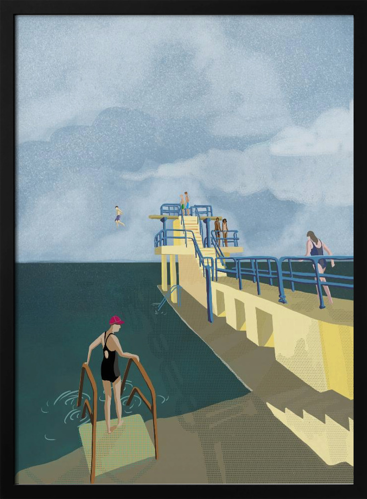 Poster - Blackrock, Salthill, Galway Ireland Art Print posterframe van donker hout
