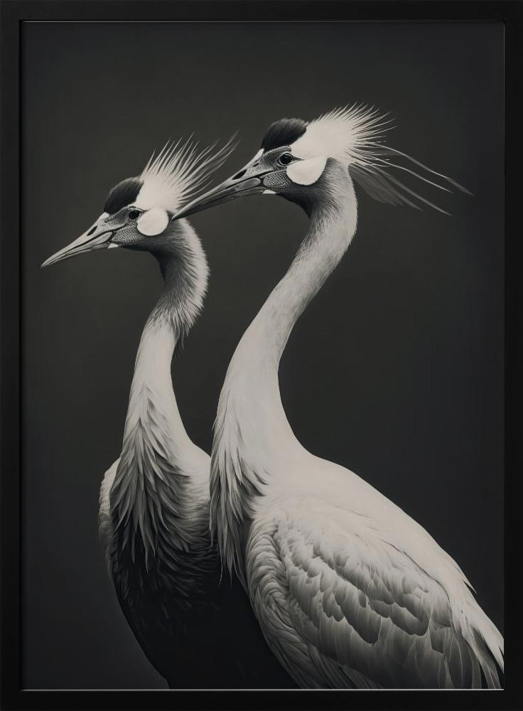 Poster - Cranes dark wood poster frame