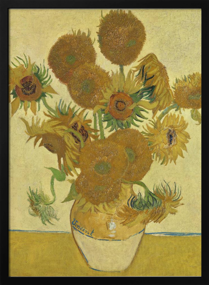 Poster - Sunflowers dark wood poster frame