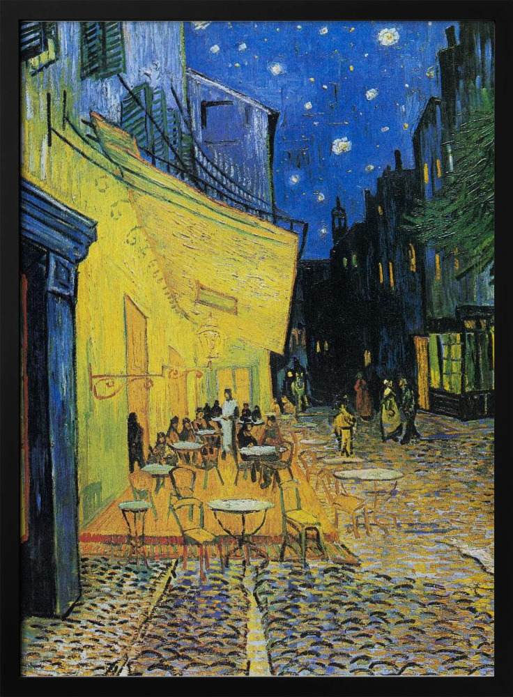 Affiche - Café Terrace At Night cadre de poster en bois foncé