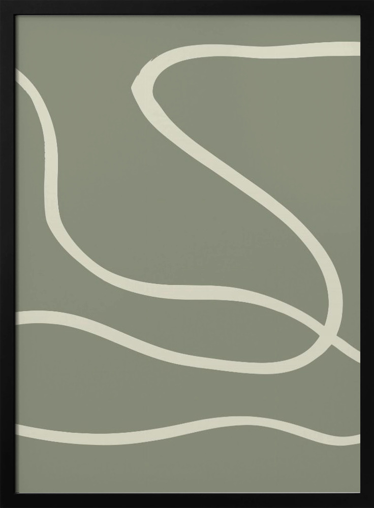 Poster - Green Lines 02 dark wood poster frame