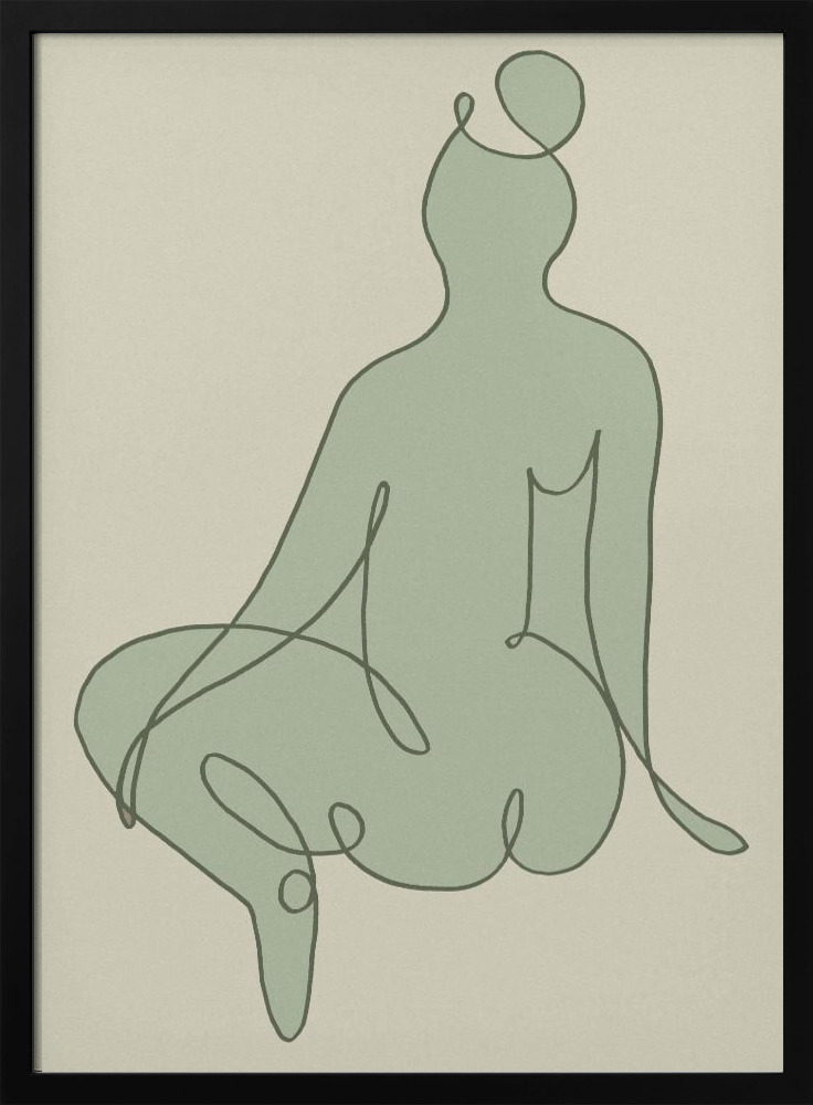 Poster - Sitting Down Green dark wood poster frame