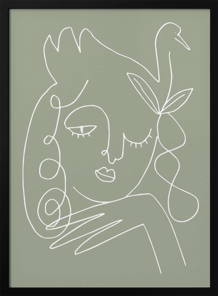 Poster - Woman Green dark wood poster frame