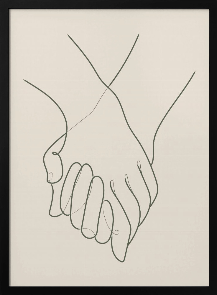 Poster - Holding Hands Green dark wood poster frame