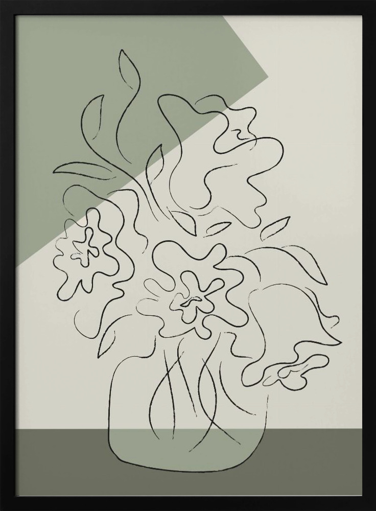 Poster - Flower Green dark wood poster frame
