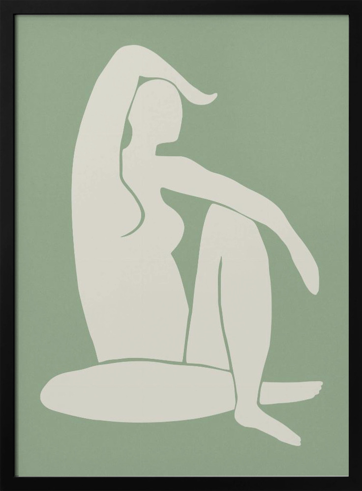 Poster - Figure Matisse Style Green dark wood poster frame