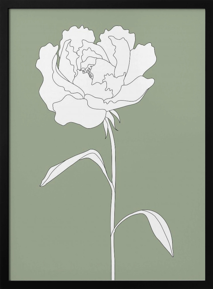 Plakat - Rose in Green ramka na plakat z ciemnego drewna